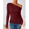 image:imageZESICA Womens Off the Shoulder Long Sleeve Going Out TopsWine