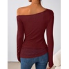 image:imageZESICA Womens Off the Shoulder Long Sleeve Going Out TopsWine