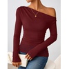 image:imageZESICA Womens Off the Shoulder Long Sleeve Going Out TopsWine