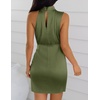 image:imageZESICA Womens Satin Sleeveless Halter Tie Waist Wrap Bodycon Mini DressArmygreen