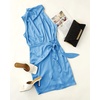 image:imageZESICA Womens Satin Sleeveless Halter Tie Waist Wrap Bodycon Mini DressBlue