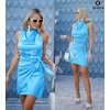 image:imageZESICA Womens Satin Sleeveless Halter Tie Waist Wrap Bodycon Mini DressBlue