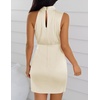 image:imageZESICA Womens Satin Sleeveless Halter Tie Waist Wrap Bodycon Mini DressChampagne