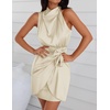 image:imageZESICA Womens Satin Sleeveless Halter Tie Waist Wrap Bodycon Mini DressChampagne