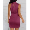 image:imageZESICA Womens Satin Sleeveless Halter Tie Waist Wrap Bodycon Mini DressFuchsia