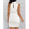 image:imageZESICA Womens Satin Sleeveless Halter Tie Waist Wrap Bodycon Mini DressIvory