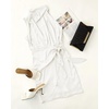 image:imageZESICA Womens Satin Sleeveless Halter Tie Waist Wrap Bodycon Mini DressIvory