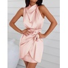 image:imageZESICA Womens Satin Sleeveless Halter Tie Waist Wrap Bodycon Mini DressLightpink