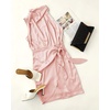 image:imageZESICA Womens Satin Sleeveless Halter Tie Waist Wrap Bodycon Mini DressLightpink