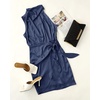 image:imageZESICA Womens Satin Sleeveless Halter Tie Waist Wrap Bodycon Mini DressNavy