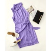 image:imageZESICA Womens Satin Sleeveless Halter Tie Waist Wrap Bodycon Mini DressPurple