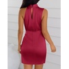 image:imageZESICA Womens Satin Sleeveless Halter Tie Waist Wrap Bodycon Mini DressRed