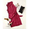 image:imageZESICA Womens Satin Sleeveless Halter Tie Waist Wrap Bodycon Mini DressRed