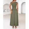 image:imageZESICA Womens Sleeveless One Shoulder Maxi Dress with PocketsArmygreen