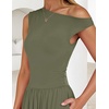 image:imageZESICA Womens Sleeveless One Shoulder Maxi Dress with PocketsArmygreen