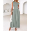 image:imageZESICA Womens Sleeveless One Shoulder Maxi Dress with PocketsBeangreen
