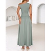 image:imageZESICA Womens Sleeveless One Shoulder Maxi Dress with PocketsBeangreen