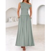 image:imageZESICA Womens Sleeveless One Shoulder Maxi Dress with PocketsBeangreen
