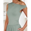 image:imageZESICA Womens Sleeveless One Shoulder Maxi Dress with PocketsBeangreen