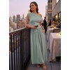 image:imageZESICA Womens Sleeveless One Shoulder Maxi Dress with PocketsBeangreen