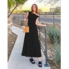 image:imageZESICA Womens Sleeveless One Shoulder Maxi Dress with PocketsBlack