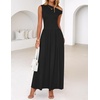 image:imageZESICA Womens Sleeveless One Shoulder Maxi Dress with PocketsBlack