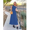 image:imageZESICA Womens Sleeveless One Shoulder Maxi Dress with PocketsBlue