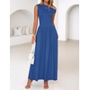 image:imageZESICA Womens Sleeveless One Shoulder Maxi Dress with PocketsBlue