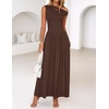 image:imageZESICA Womens Sleeveless One Shoulder Maxi Dress with PocketsBrown