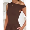 image:imageZESICA Womens Sleeveless One Shoulder Maxi Dress with PocketsBrown