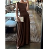 image:imageZESICA Womens Sleeveless One Shoulder Maxi Dress with PocketsBrown