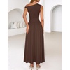 image:imageZESICA Womens Sleeveless One Shoulder Maxi Dress with PocketsBrown