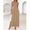 image:imageZESICA Womens Sleeveless One Shoulder Maxi Dress with PocketsLightkhaki