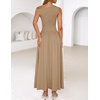 image:imageZESICA Womens Sleeveless One Shoulder Maxi Dress with PocketsLightkhaki