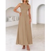 image:imageZESICA Womens Sleeveless One Shoulder Maxi Dress with PocketsLightkhaki