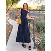 image:imageZESICA Womens Sleeveless One Shoulder Maxi Dress with PocketsNavy