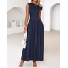 image:imageZESICA Womens Sleeveless One Shoulder Maxi Dress with PocketsNavy