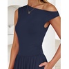 image:imageZESICA Womens Sleeveless One Shoulder Maxi Dress with PocketsNavy