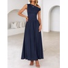 image:imageZESICA Womens Sleeveless One Shoulder Maxi Dress with PocketsNavy