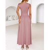 image:imageZESICA Womens Sleeveless One Shoulder Maxi Dress with PocketsPink