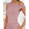 image:imageZESICA Womens Sleeveless One Shoulder Maxi Dress with PocketsPink