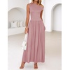 image:imageZESICA Womens Sleeveless One Shoulder Maxi Dress with PocketsPink