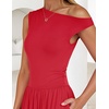 image:imageZESICA Womens Sleeveless One Shoulder Maxi Dress with PocketsRed