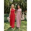 image:imageZESICA Womens Sleeveless One Shoulder Maxi Dress with PocketsRed