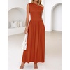 image:imageZESICA Womens Sleeveless One Shoulder Maxi Dress with PocketsRustred