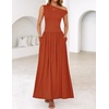 image:imageZESICA Womens Sleeveless One Shoulder Maxi Dress with PocketsRustred