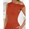 image:imageZESICA Womens Sleeveless One Shoulder Maxi Dress with PocketsRustred