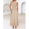 image:imageZESICA Womens Sleeveless One Shoulder Maxi Dress with PocketsSand