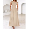 image:imageZESICA Womens Sleeveless One Shoulder Maxi Dress with PocketsSand