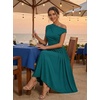 image:imageZESICA Womens Sleeveless One Shoulder Maxi Dress with PocketsTeal